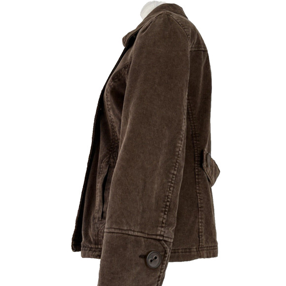 VTG Esprit Outerwear Brown Corduroy Peacoat Quilted Lined Double Breasted Y2K M - Picture 5 of 16